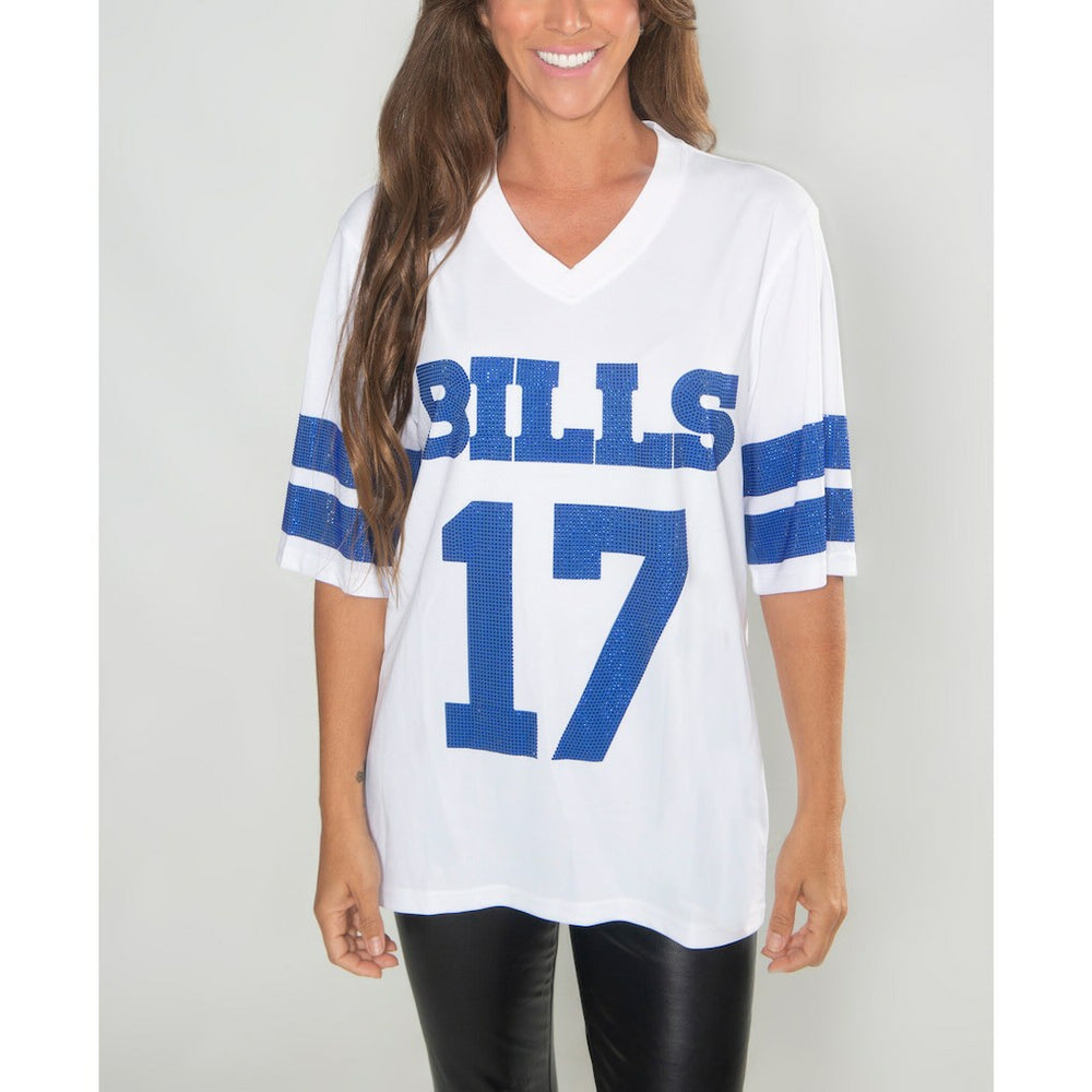 Josh Allen Buffalo Bills Cuce Women's Crystal V-Neck Tunic - White