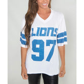 Aidan Hutchinson Detroit Lions Cuce Women's Crystal V-Neck Tunic - White