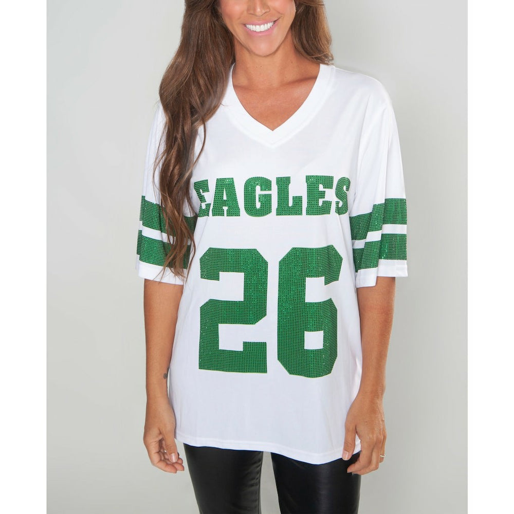 Saquon Barkley Philadelphia Eagles Cuce Women's Crystal V-Neck Tunic - White