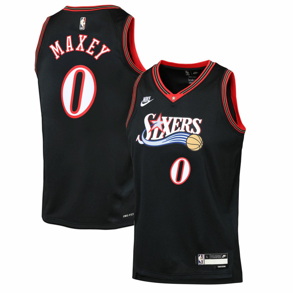 Tyrese Maxey Philadelphia 76ers Youth Swingman Jersey Classic Edition Black - Nike