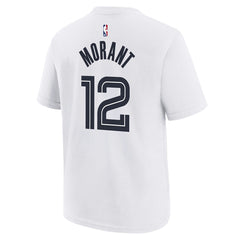 Ja Morant Memphis Grizzlies Youth 2025/26 City Edition Name & Number T-Shirt White - Nike