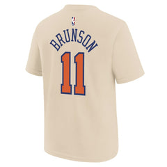 Jalen Brunson New York Knicks Youth 2025/26 City Edition Name & Number T-Shirt Cream - Nike