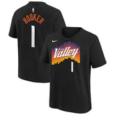 Devin Booker Phoenix Suns Youth 2025/26 City Edition Name & Number T-Shirt Black - Nike