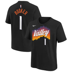 Devin Booker Phoenix Suns Youth 2025/26 City Edition Name & Number T-Shirt Black - Nike