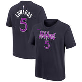 Anthony Edwards Minnesota Timberwolves Youth 2025/26 City Edition Name & Number T-Shirt Purple - Nike