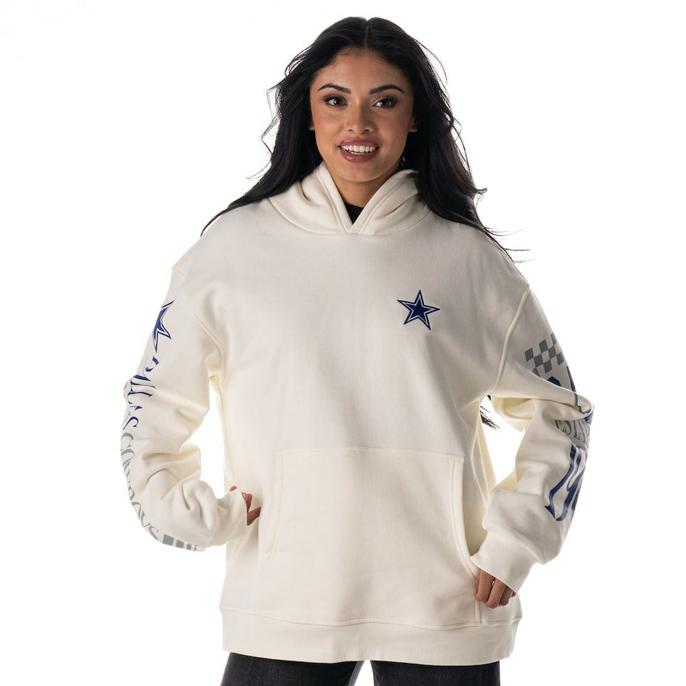 Dallas Cowboys The Wild Collective Unisex Stacked Graphic Sleeve Fleece Hoodie - White Hoodies