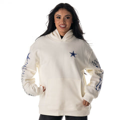 Dallas Cowboys The Wild Collective Unisex Stacked Graphic Sleeve Fleece Hoodie - White Hoodies