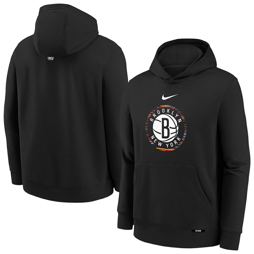 Brooklyn Nets Youth 2025/26 City Edition Club Fleece Pullover Hoodie Black - Nike outlet