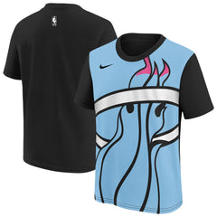 Miami Heat Youth 2025/26 City Edition Max90 T-Shirt Light Blue/Black - Nike