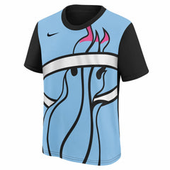 Miami Heat Youth 2025/26 City Edition Max90 T-Shirt Light Blue/Black - Nike