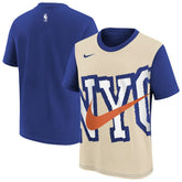 New York Knicks Youth 2025/26 City Edition Max90 T-Shirt Light Beige/Blue - Nike