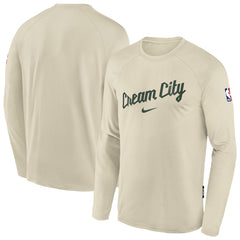 Milwaukee Bucks Youth 2025/26 City Edition Dri-Fit Long Sleeve Game Top White - Nike