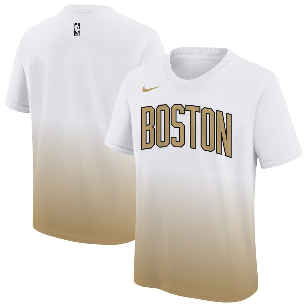 Boston Celtics Youth 2025/26 City Edition Max90 T-Shirt White/Gold - Nike outlet
