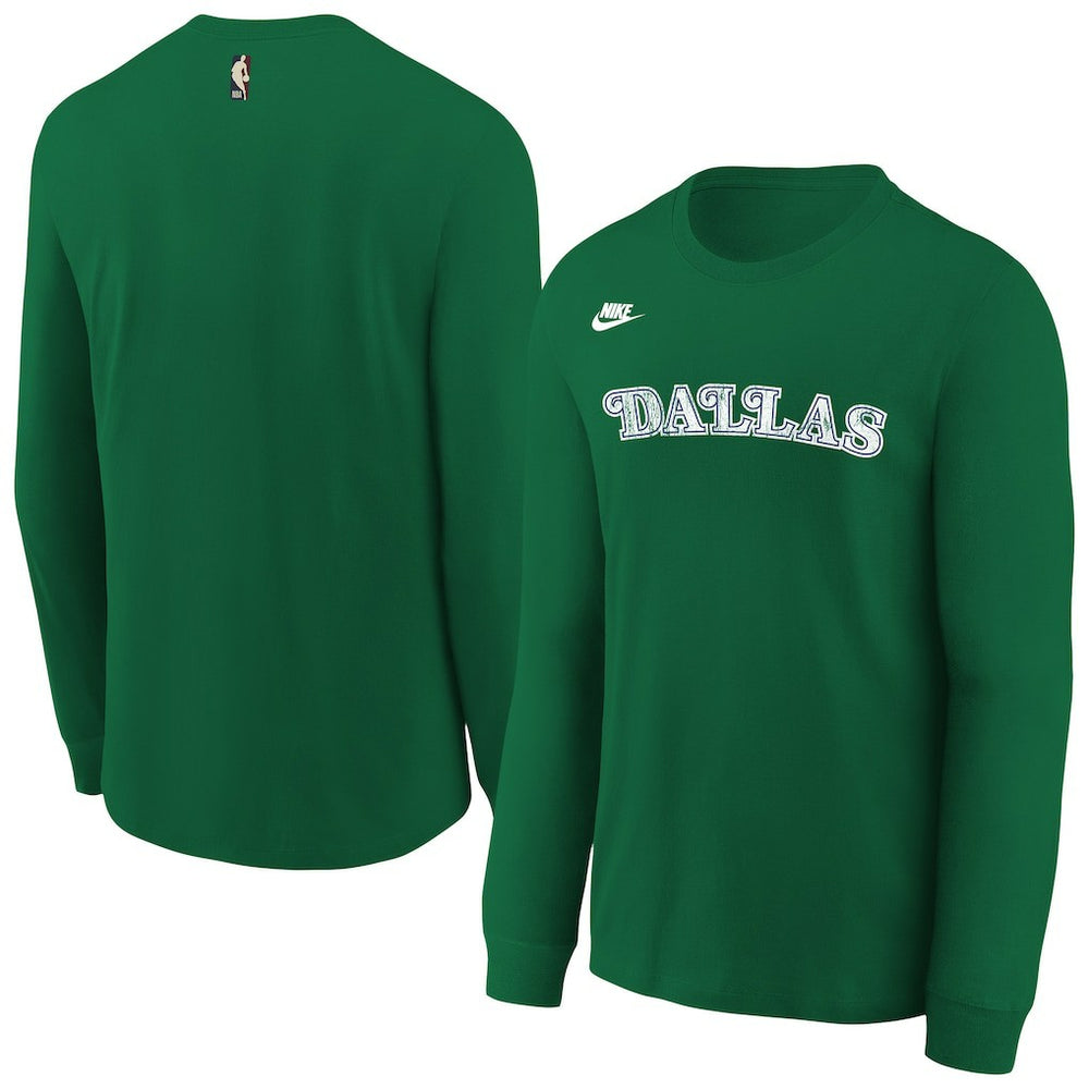 Dallas Mavericks Youth Hardwood Classics Essential Logo Max90 Long Sleeve T-Shirt Green - Nike
