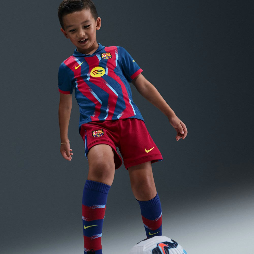 Barcelona Preschool 2025/26 Fourth Stadium Kit Set Blue/Red - Nike for sale