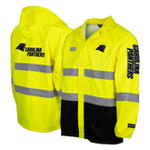 Carolina Panthers Hi-Vis Safety Waterproof Rainshell Full-Zip Hooded Jacket - Yellow Jackets