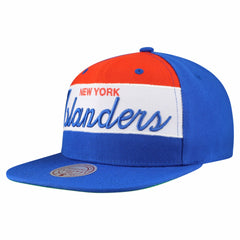 New York Islanders Mitchell & Ness Retro Script Colorblock Snapback Hat - Royal | US 202950562