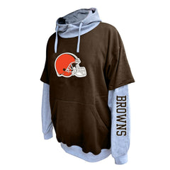 Cleveland Browns Big & Tall Twofer Pullover Hoodie - Brown/Heather Gray Hoodies
