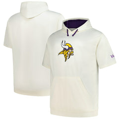 Minnesota Vikings Profile Big & Tall Chest Print and Logo Short Sleeve Pullover Hoodie - Oatmeal Hoodies