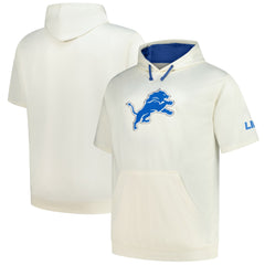 Detroit Lions Profile Big & Tall Chest Print and Logo Short Sleeve Pullover Hoodie - Oatmeal Hoodies
