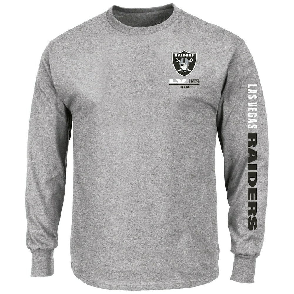 Las Vegas Raiders Big & Tall Clock Management Legacy Long Sleeve T-Shirt - Heather Gray T-shirts