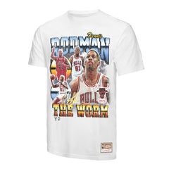 Dennis Rodman Chicago Bulls Hardwood Classics Commemorative Player Collage T-Shirt White - Mitchell & Ness