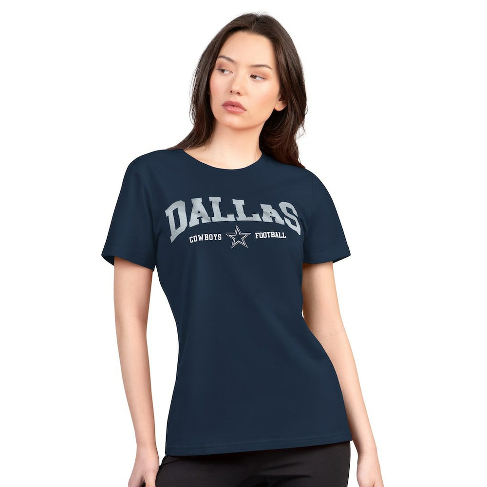 Dallas Cowboys G-III 4Her by Carl Banks Women's Super-Slim Lightweight Winning Crew T-Shirt - Navy T-shirts