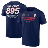 Alexander Ovechkin Washington Capitals Fanatics Most Goals in NHL History T-Shirt - Navy | US 202976005