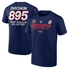 Alexander Ovechkin Washington Capitals Fanatics Most Goals in NHL History T-Shirt - Navy | US 202976005