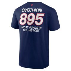 Alexander Ovechkin Washington Capitals Fanatics Most Goals in NHL History T-Shirt - Navy | US 202976005