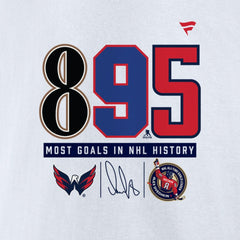 Alexander Ovechkin Washington Capitals Fanatics NHL All-Time Leading Goal Scorer The History of 895 T-Shirt - White | US 202976016