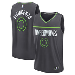 Donte DiVincenzo Minnesota Timberwolves Fast Break Replica Player Jersey Statement Edition Charcoal - Fanatics