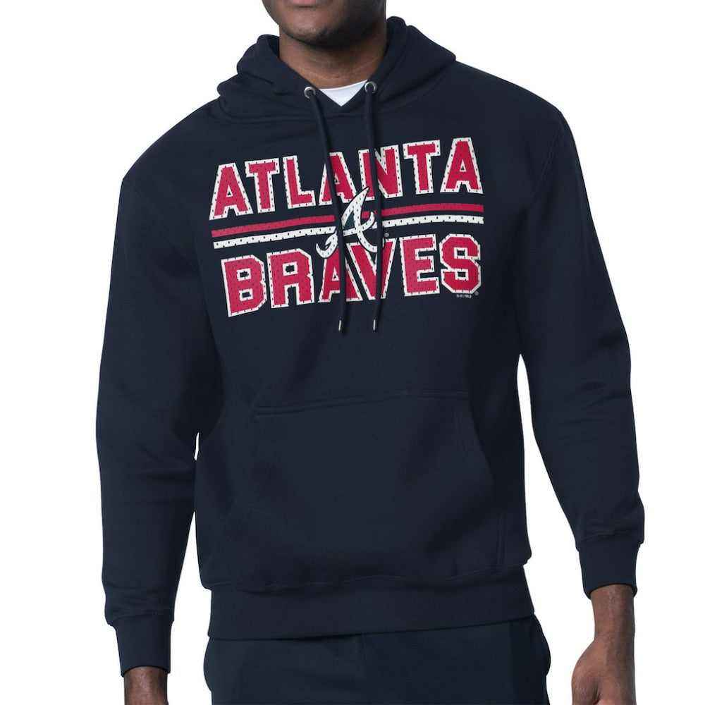 Atlanta Braves Starter Team Mesh Print Graphic Pullover Hoodie - Navy Hoodies
