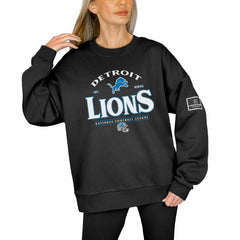 Detroit Lions Gameday Couture Women's Oversized Players Only Black Label Pullover Sweatshirt - Black Pullover