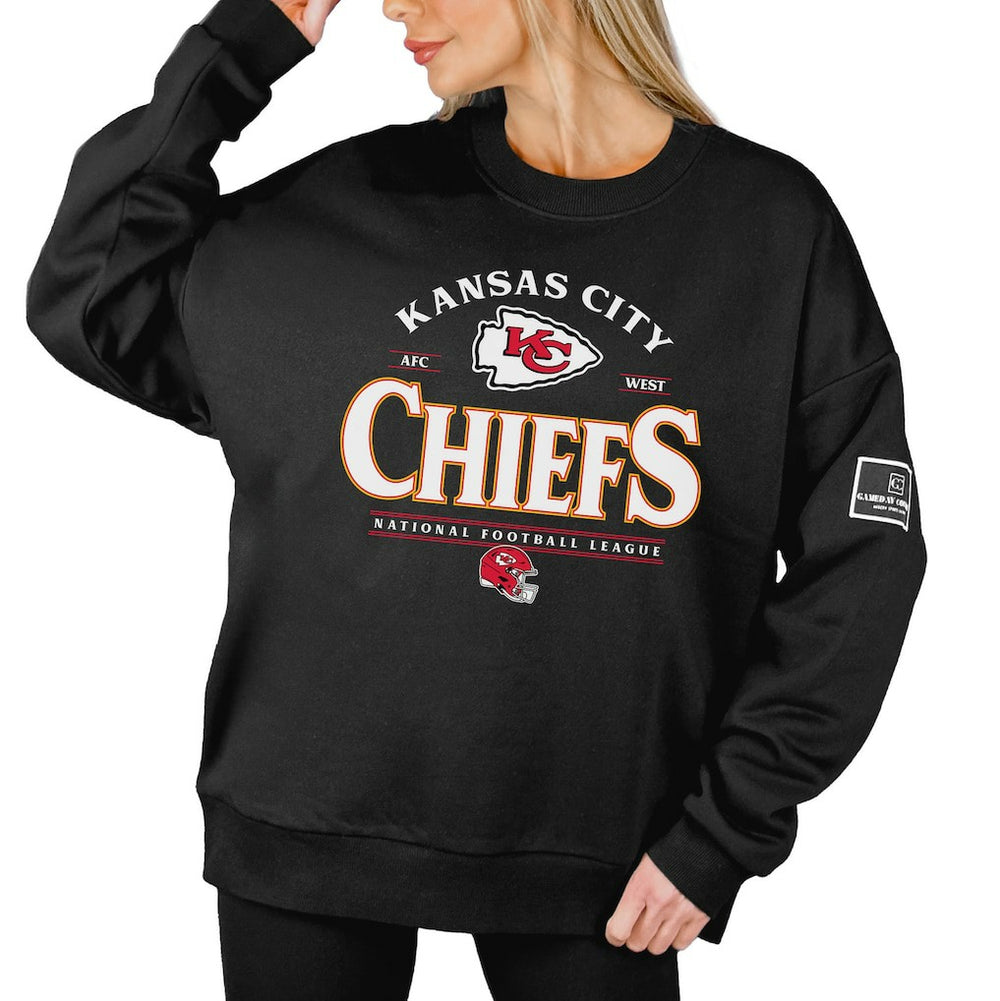 Kansas City Chiefs Gameday Couture Women's Oversized Players Only Black Label Pullover Sweatshirt - Black Pullover