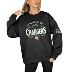 Los Angeles Chargers Gameday Couture Women's Oversized Players Only Black Label Pullover Sweatshirt - Black Pullover