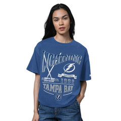 Tampa Bay Lightning Starter Women's Oversized Hall of Fame T-Shirt - Heather Blue | US 202986151