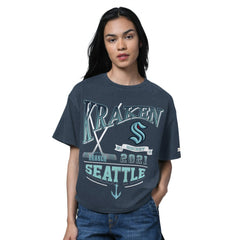Seattle Kraken Starter Women's Oversized Hall of Fame T-Shirt - Heather Deep Sea Blue | US 202986153