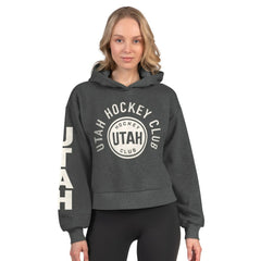 Utah Mammoth Starter Women's Star Player Cropped Fleece Hoodie - Heather Charcoal | US 202986175