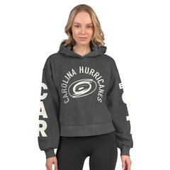Carolina Hurricanes Starter Women's Star Player Cropped Fleece Hoodie - Heather Charcoal | US 202986183
