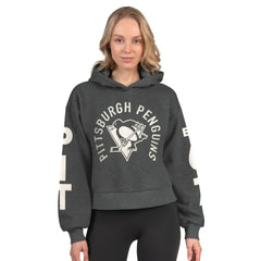 Pittsburgh Penguins Starter Women's Star Player Cropped Fleece Hoodie - Heather Charcoal | US 202986186