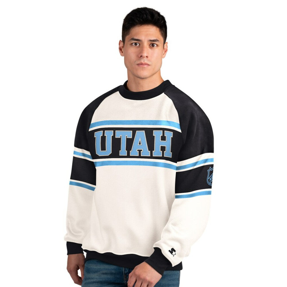 Utah Mammoth Starter Male Adult Defense Fleece Crewneck Sweatshirt - White | US 202986204