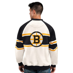 Boston Bruins Starter Male Adult Defense Fleece Crewneck Sweatshirt - White | US 202986207