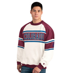 Colorado Avalanche Starter Male Adult Defense Fleece Crewneck Sweatshirt - White | US 202986208