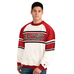 Chicago Blackhawks Starter Male Adult Defense Fleece Crewneck Sweatshirt - White | US 202986212
