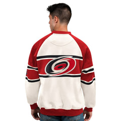 Carolina Hurricanes Starter Male Adult Defense Fleece Crewneck Sweatshirt - White | US 202986216