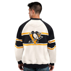 Pittsburgh Penguins Starter Male Adult Defense Fleece Crewneck Sweatshirt - White | US 202986217