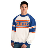 New York Islanders Starter Male Adult Defense Fleece Crewneck Sweatshirt - White | US 202986222