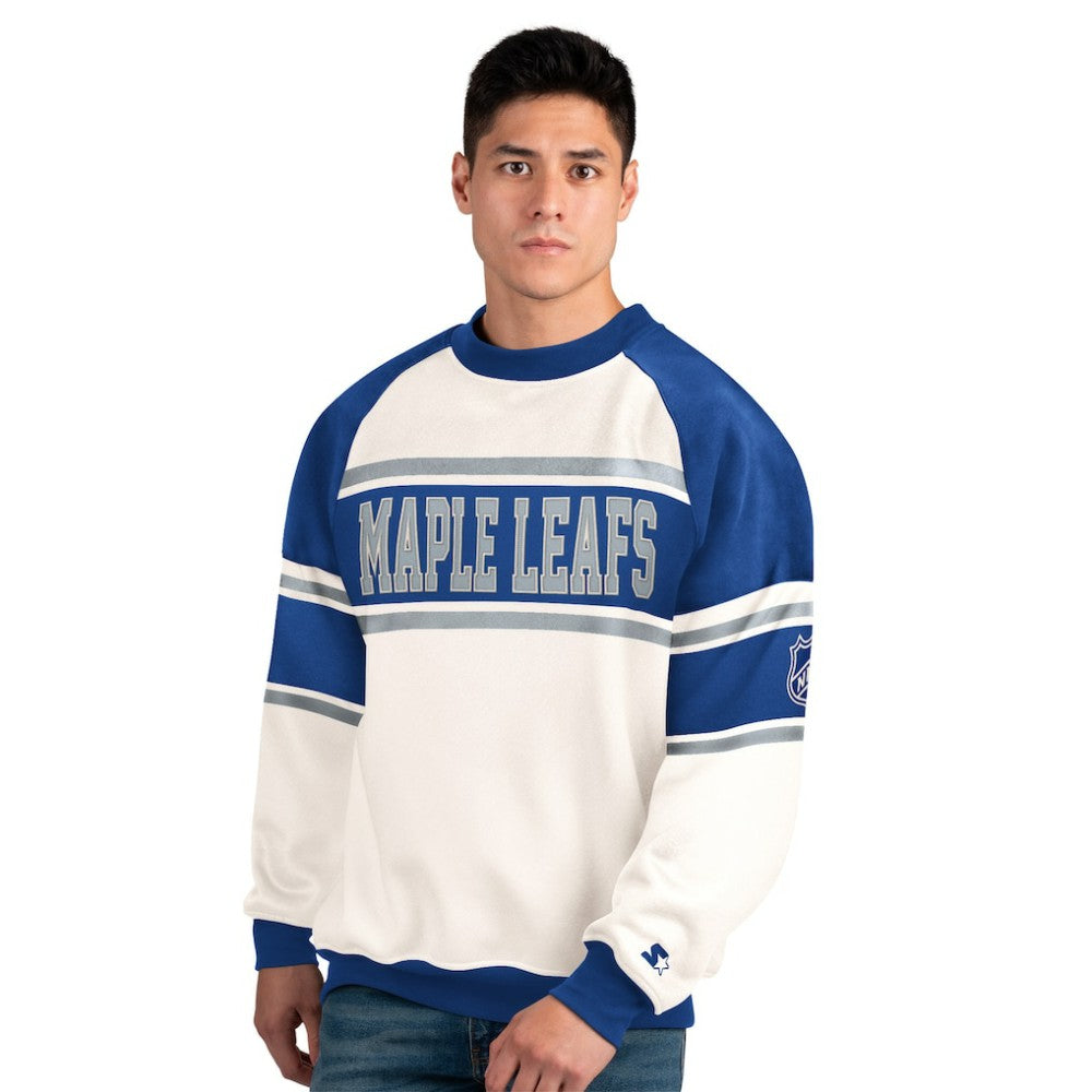 Toronto Maple Leafs Starter Male Adult Defense Fleece Crewneck Sweatshirt - White | US 202986225