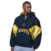 Denver Nuggets Starter The Line Up Oxford Crinkle Half-Zip Hooded Jacket Navy